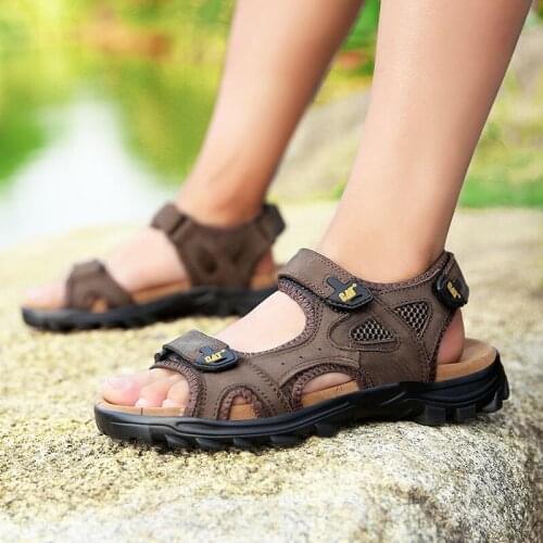 Brand New Fashion Spring Summer Leisure Beach Men Shoes High Quality Genuine Leather Sandals Mens Beach Sandals Big Size 38-47