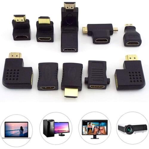 Male to Female HDMI-compatible Converter Mini Micro Coupler Extender Connector Cable Laptop 1080P 4K HDTV 90 180 270 360 Degree