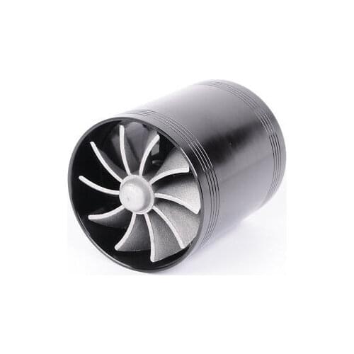 Wotefusi V Supercharger Dual Double Turbine Air Intake FuSaver Turbo Charger Fan Black