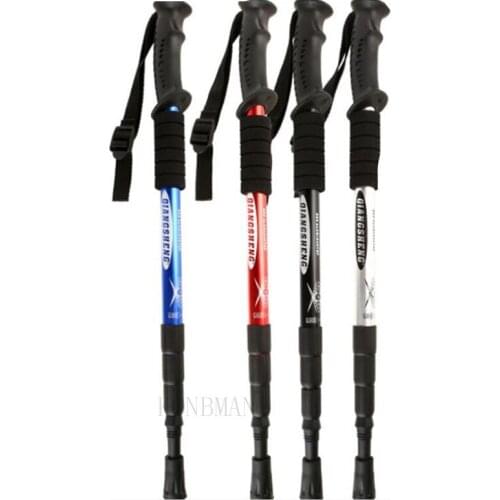 Ultra-light Aluminum Alloy 4-section Telescopic Cane Adjustable Hiking and Mountaineering Shockproof Telescopic Walking Stick