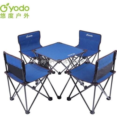 Outdoor Folding Table And Chair Portable Aluminum Alloy Self Driving Car Picnic Camping Family Balcony Portable Five Piece Set