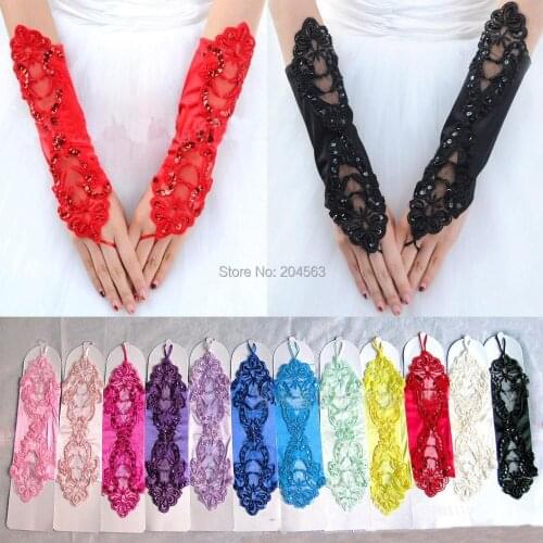 Factory Price Wedding Party Fingerless Gloves Candy Bridal Gloves Beaded Color Lace Wedding Gloves