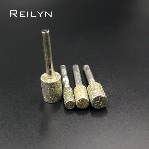 1pc 60# Cylinder Bits 6-30mm Emery grinding points Diamond abrasive bits jade grinding burr teeth dental machine abrasives