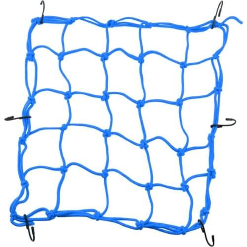 16"x16" Blue Bungee Cargo Net, Helmet Luggage Netting with 6 Hooks, for Motorcycle Bike Paddleboard Canoe Moped ATV