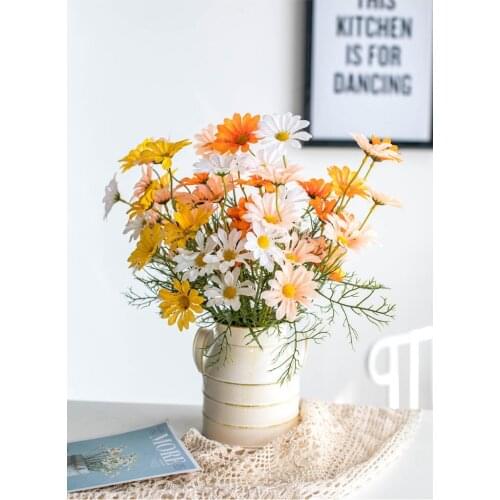 2/5 PCS Daisy Bouquet Artificial Flower Garden Wedding Decoration Christmas Room Home Decor Table Flower Arrangement Flower Art