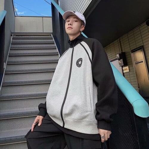 2021 New Fashion Men Jacket Sweatshirts Loose Big Size Zipper Jacket Coats Trendy Streetwear Harajuku Hip Hop Mens Clothing