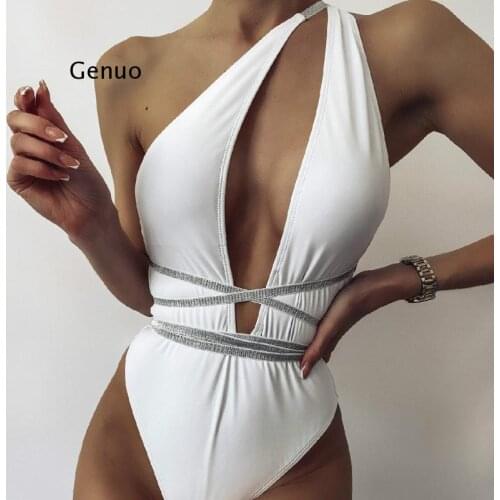2021 Sexy Asymmetric Wrap Around Women Swimwear One Piece Swimsuit Female Bather Bathing Suit Swim Deep V Neck Monokini