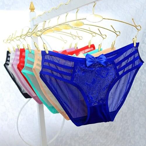 3pcs/Lot Fashion Womens Panties Transparent Underwear Lace Soft Briefs Sexy Lingerie Calcinhas Bragas Mujer