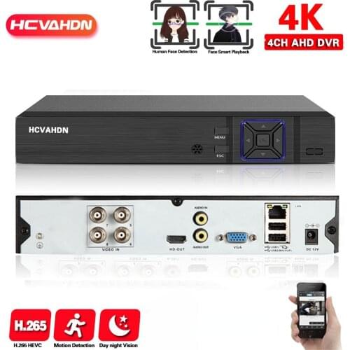 4 Channel H.265 Hybrid 6 IN 1 NVR TVI CVI AHD CCTV DVR Surveillance Recorder 4K Analog Security Digital Video Recorder XMEYE 4CH