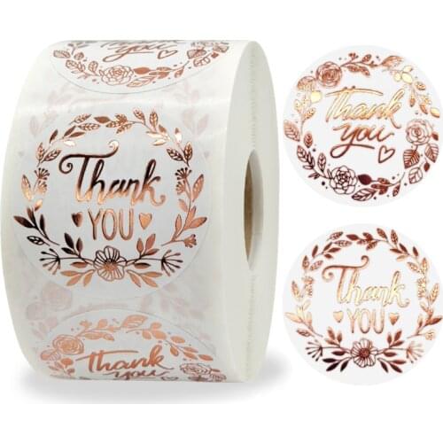 500 Sheets High Grade Rose Gold Thank You Sticker Shop Gift Seal Sticker Wedding Decoration Sticker
