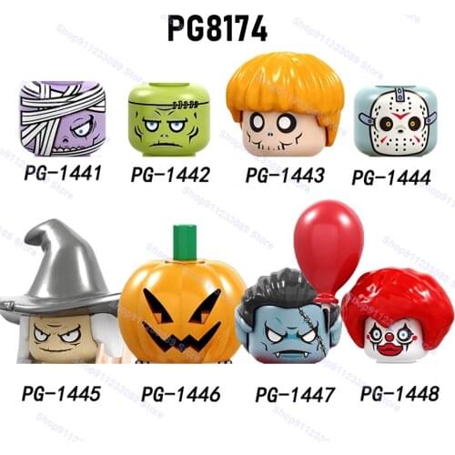 8pcs/lot Halloween Zombie Pumpkin Man Anime Vampire Joker Building Blocks Bricks Superhero Dolls Action Figures Toys Children