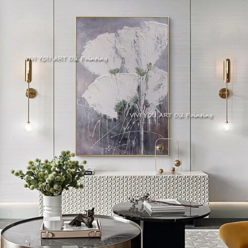 Abstract Grey Oil Painting on Canvas 100% Handmade Picture Modern Scandinavian Wall Art Bedroom home decoration as a gift