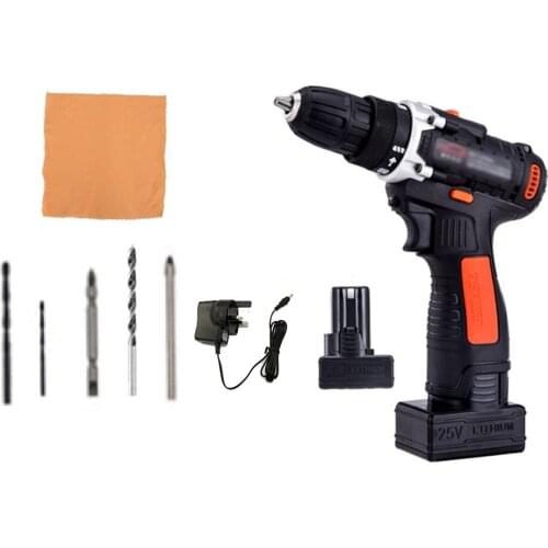 25V Cordless Drill / Driver Kit 1350rpm Variable Speed Polisher Car Buffer Waxer Set Power Screwdriver with Light Rechargeable