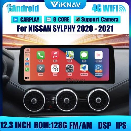 128GB 12.3INCH Android Car Radio With screen For NISSAN SYLPHY 2019-2021 car head unit stereo DVD multimedia GPS Navigation 2din