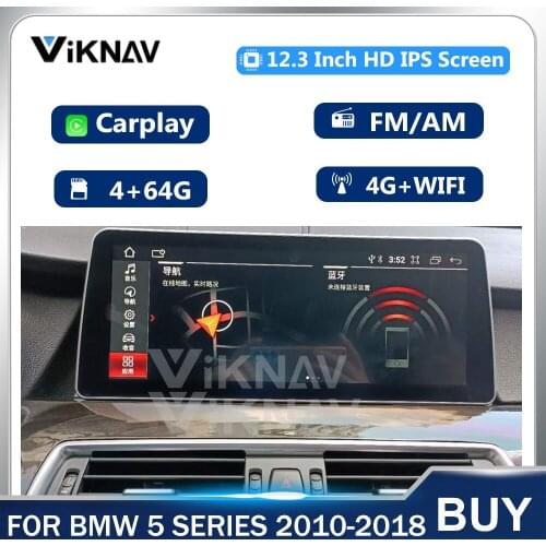 12.3 Inch 4+64GB Android 10.0 Car Radio For BMW 5 series 2010-2018 GPS Navigation multimedia Player Stereo Head Unit 2 din