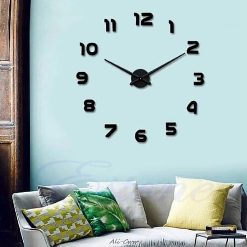 New 3D DIY Large Wall Clocks Modern Design Large Acrylic Clocks Horloge Murale Quartz Watch 3d Sticker