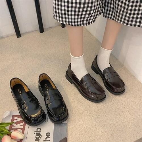 British Style Women Retro Shoes Girl Student JK Shoes Low heels Female Square Toe Sewing Loafers Shallow Shoes