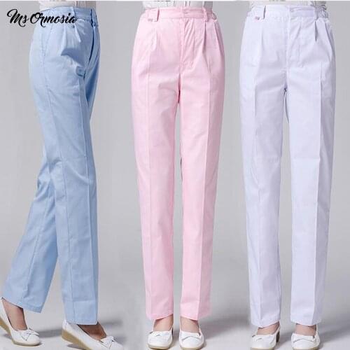 MSORMOSIA anti-wrinkle soft high-quality work pants cotton care scrub two side pockets dental health work uniform ladies pants