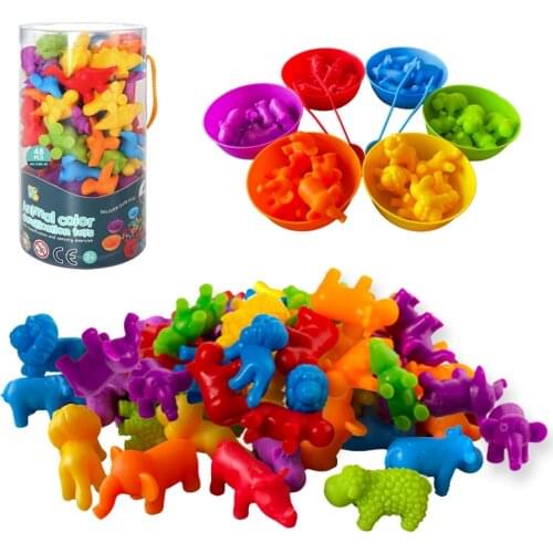 Kids Rainbow Matching Game Animal Cognition Rainbow Color Sort Fine Motor Training Montessori Sensory Education Puzzle Toy Gifts