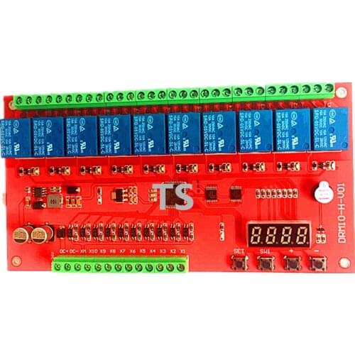DRM10 10-channel multi-function relay module / delay / self-locking / cycle / timing / linkage / control 10 channel relay module