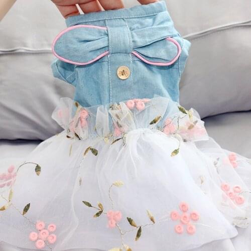 Dog Denim Dress Jeans Skirt Summer Dog Clothes Cat Puppy Clothing Tutu Princess Costume Apparel Poodle Bichon Schnauzer Clothing