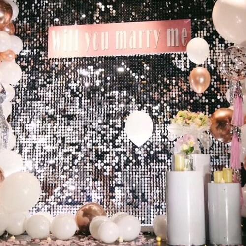 Custom adverting sign shiny silver square sequin panel glam sequin backdground shop window background square shimmer sequin wall