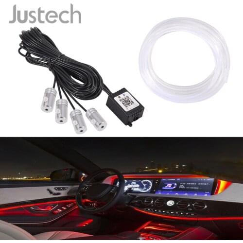 Justech Car Interior Lights Strip Kit Ambient Lighting Light Bar Auto 5050 LED RGB Multi-color Phone Control Music Light Lamp