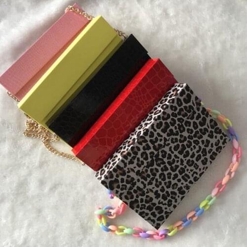 FDshine Custom Eyelash Package Box with Chain for Strip False Eyelashes 25mm 3D mink Lashes