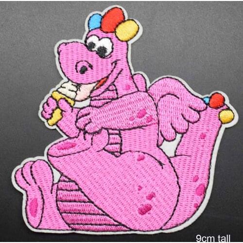 Beautiful Full Embroidery Cartoon Dragon Dinosaur Egg With Icecream Clothes Patch For Girl Clothing Iron On Embroidered Patch