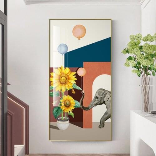Creative Modern Sunflower Elephant Giraffe Print Painting Wall Art Pictures Poster on Canvas for Living Room Office Home Decor