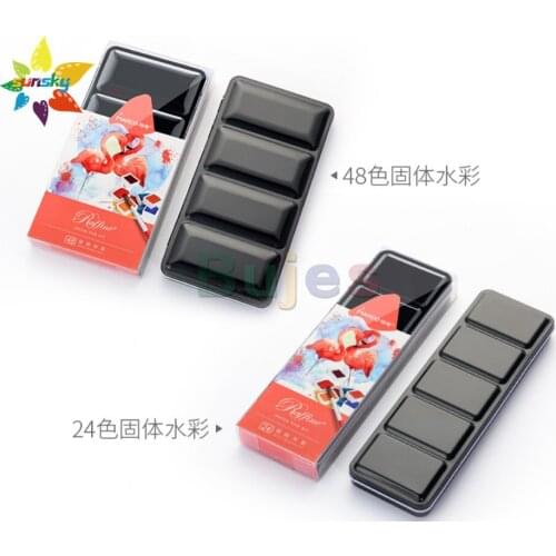 MARCO Raffine series Solid watercolor pigment 24/48 color student art painting professional suit hand drawn portableiron box