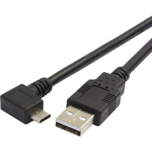 Micro USB2.0 male to USB2.0 Male data charge cable 1m 1.5m 90 Degree Right angled for Andriod mobile phone