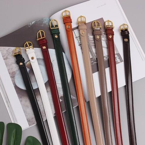 Fashion 1.9cm Wide Female Jean Pant Belt Cow Thin Leather Ladies Waist Belt For Women European Design Plain Cowskin Corset Belt