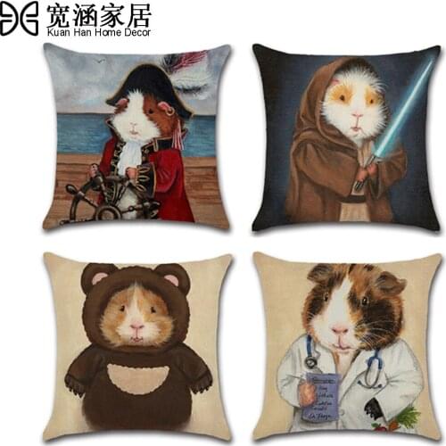 Cartoon Guinea Pig Pillow Case Home Decorative Pillows Cover Invisible Zippered Throw Pillowcases 45X45cm Cushion Cover corgi