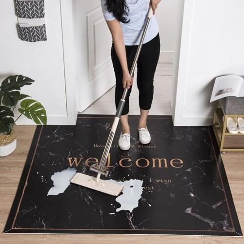 Floor mat entry door Doorway PU leather carpet Nordic Marble foyer Non-slip mat Scrubable customize waterproof kitchen rug