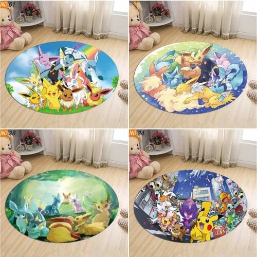 Non-Slip Round Carpet Rug Pokemon Rugs Cartoon Gaming Mat Pokemon Carpets Floor Mat Carpet Cute Floor Rug Bedroom Outdoor Rug