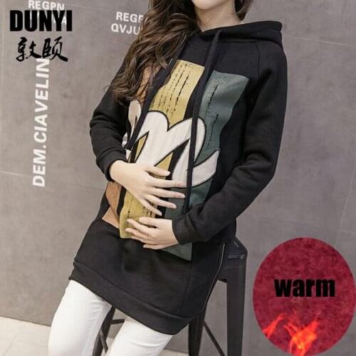 2017 New Autumn Winter Letter Thickened Pregnancy Hooded Sweater Maternity Coat Women Hoodie Outerwear Coat for Pregnant Women