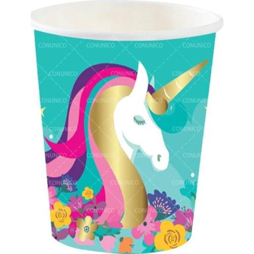 New Unicorn Party Supplies Tableware Set Unicorn Tablecloth Paper Cup Napkins Banner Cake Topper Wedding Baby Shower Decorations