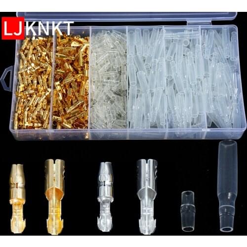 600/400pcs Wire Crimp Bullet Terminals Connector Female Male set 4.0mm Diameter Brass Sleeves Plug type Car Motorcycle