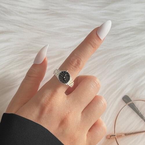 KISS WIFE Silver Color Creative Watch Crying Heart Rings For Women Girls Trendy Vintage Ring Fashion Jewelry 2021 Trendy Gift