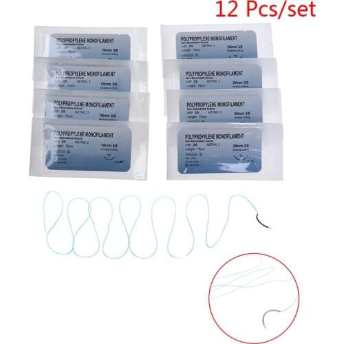 12Pc Polypropylene Medical Needle Suture Monofilament Thread Suture Practice Kit