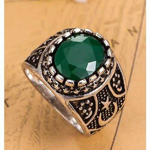 Luxury brand Vintage Resin Rings Women Wedding Jewelry Green Color Anel Turkish Finger Rings Men couple Accessories