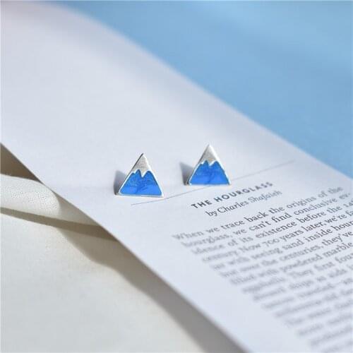 S925 Sterling Silver Earrings for Women Student Geometric Fashion Triangle Lightweight Fuji Mountain Earrings Jewelry Wholesale