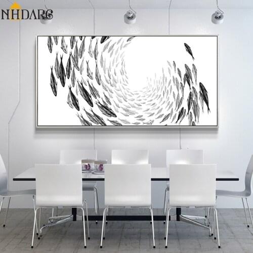Modern Office Company Decor Nordic Schools of Fish Canvas Art Print Painting Poster Wall Pictures For Living Room Home Decor