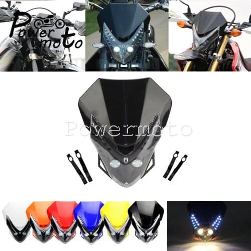 12V Dirt Motorcycle LED Headlight Fairing Street Bikes Supermoto Enduro Headlamp For Honda Suzuki Kawasaki Yamaha Blinker Lamp