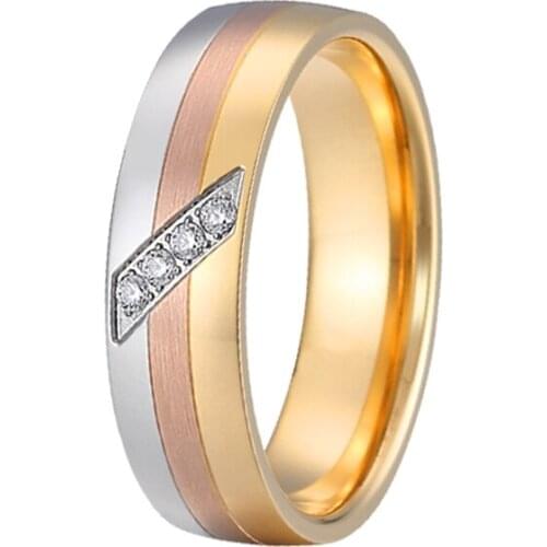 Unique 2019 Wedding Rings bicolor 316L stainless steel girls jewelry