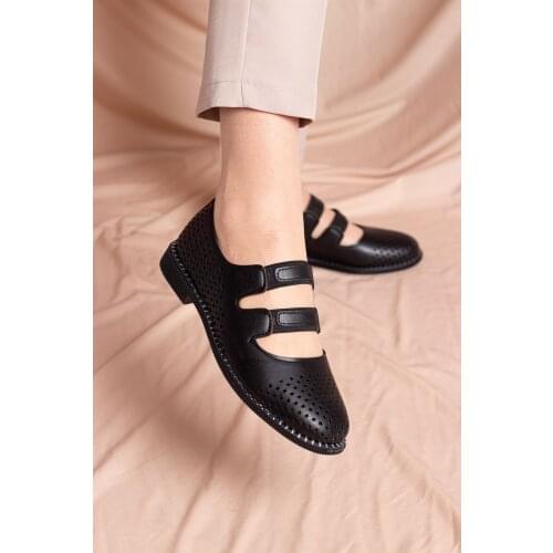 WOVS With Hollow Genuine Leather Breathable Soft Flat Shoes Summer Women Casual Shoes Buckle Strap Ladies Comfortable for woman