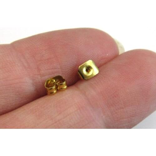 100pcs Earrings backs Brass earplugs 7.5x6x4mm Brass ear post stopper Butterfly ear nuts R973