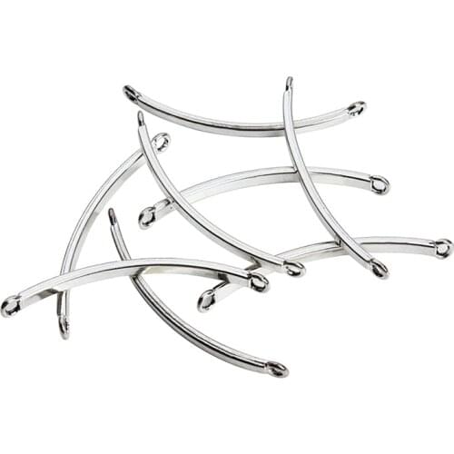 10pcs 3x53mm Antique Silver Color Zinc Alloy Necklace Bracelets Curve Connectors Clasp for DIY Jewelry Making Materials
