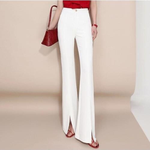 Women Pants 2021New Female Spring Autumn Tight long Trousers Lady Loose All-match Micro Flared Pants Ladies Split Fork Pants C55